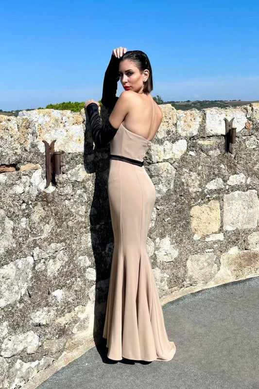 Abito sirena beige-nero