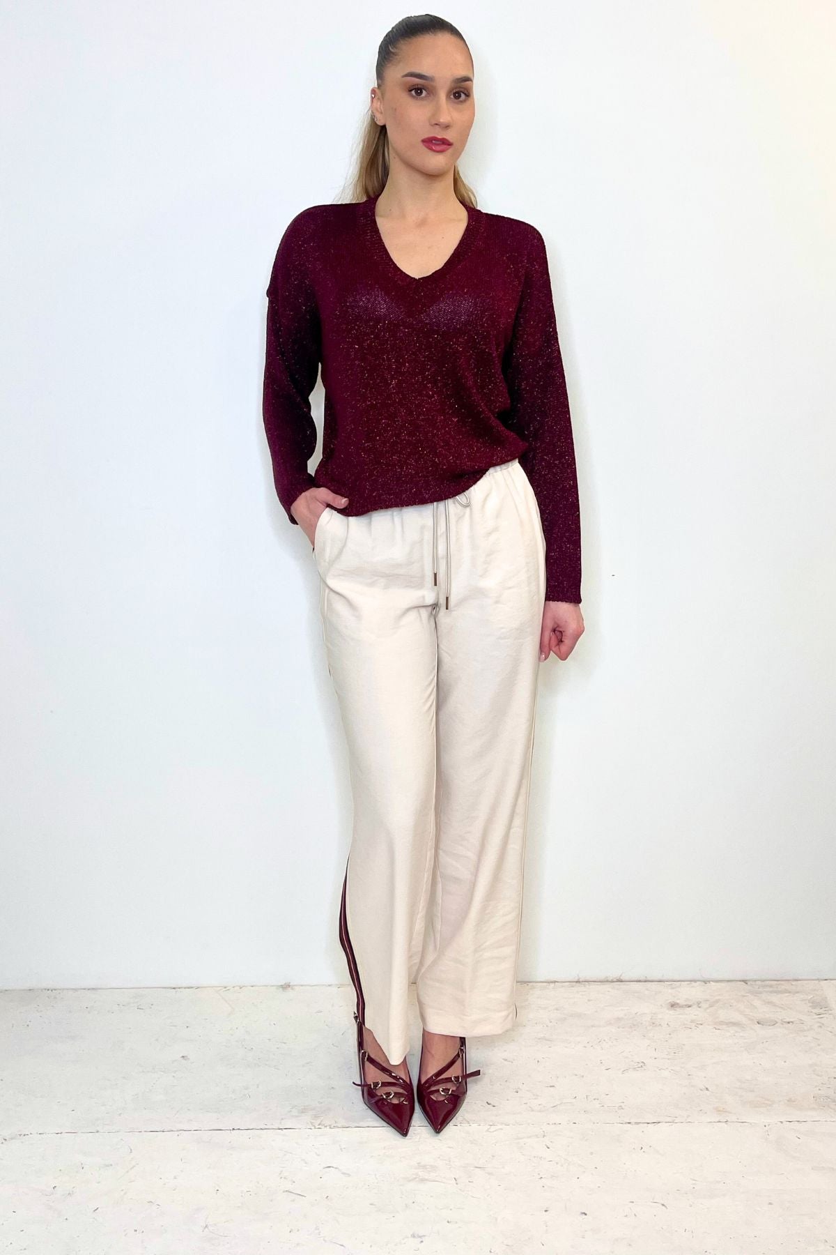 Maglia scollo a V lurex ribes - Kontatto
