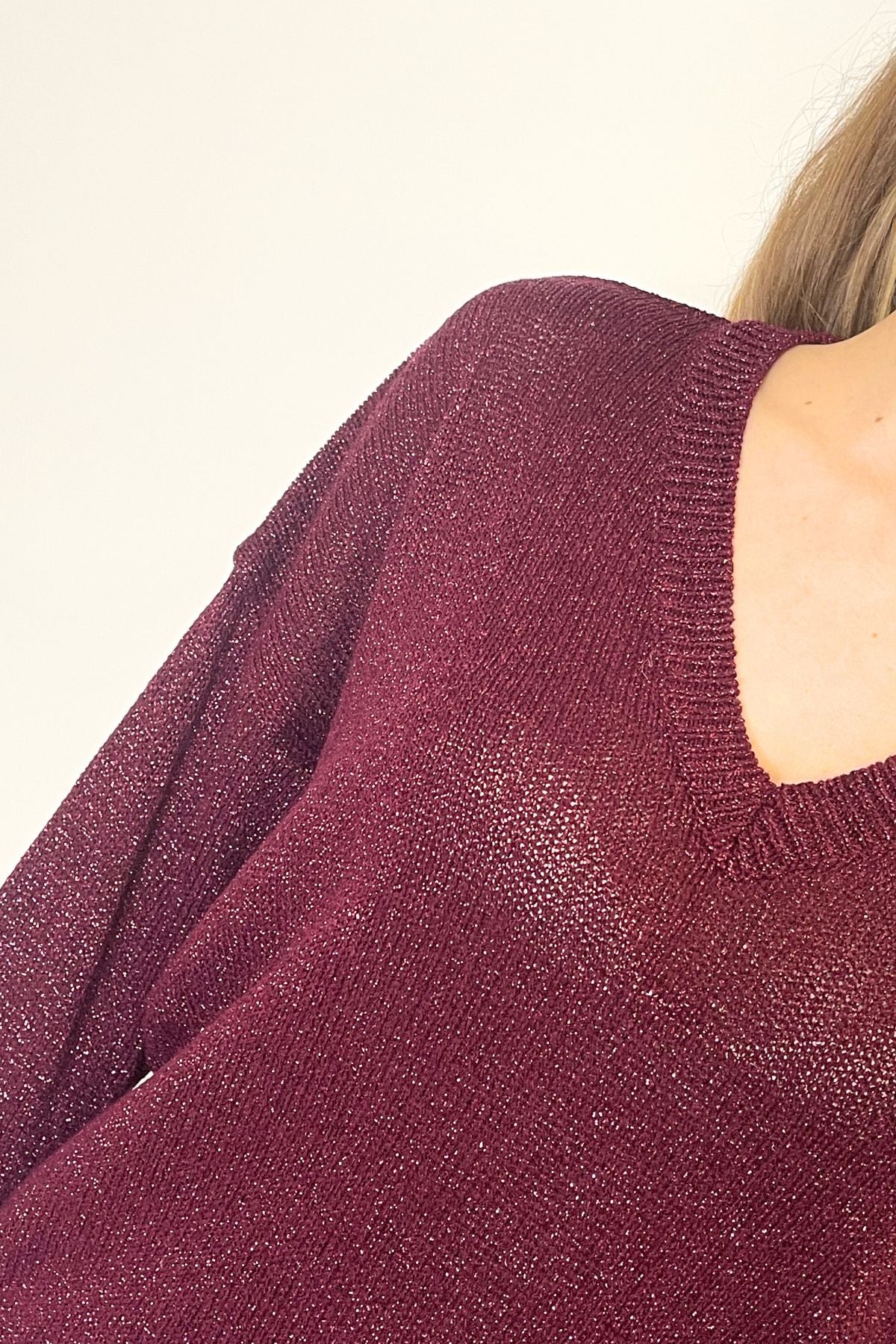 Maglia scollo a V lurex ribes - Kontatto