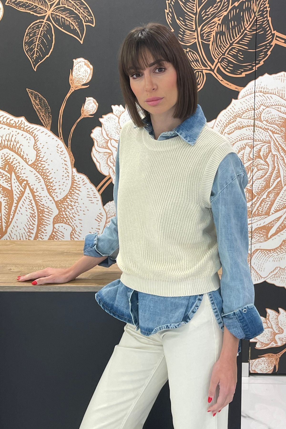 Gilet in maglia crema - Kontatto