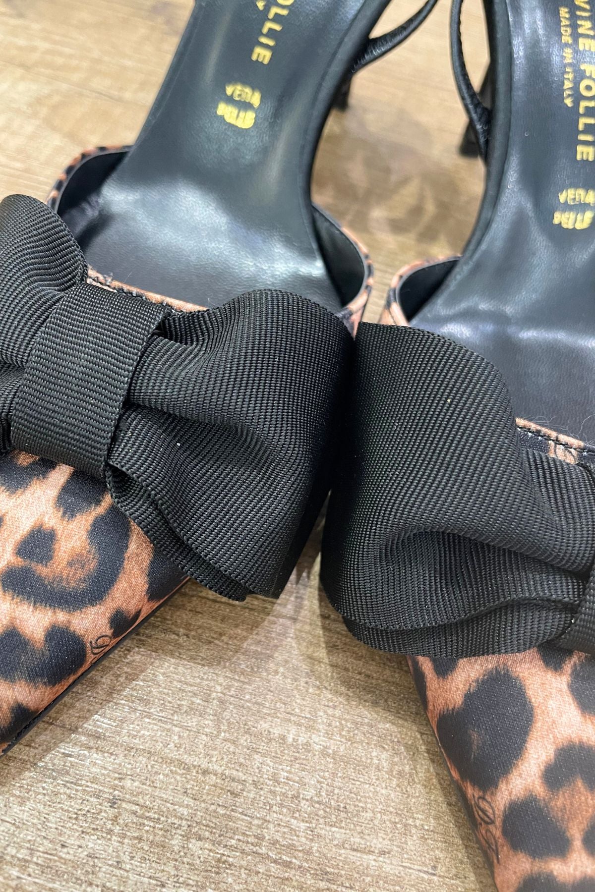 Slingback raso maculato con fiocco nero - Divine Follie