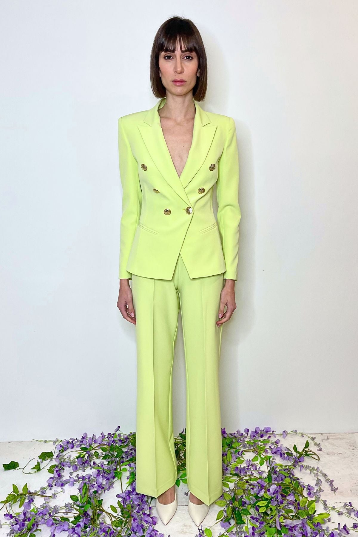 Giacca doppio petto sfiancata colore light green - Silence Limited