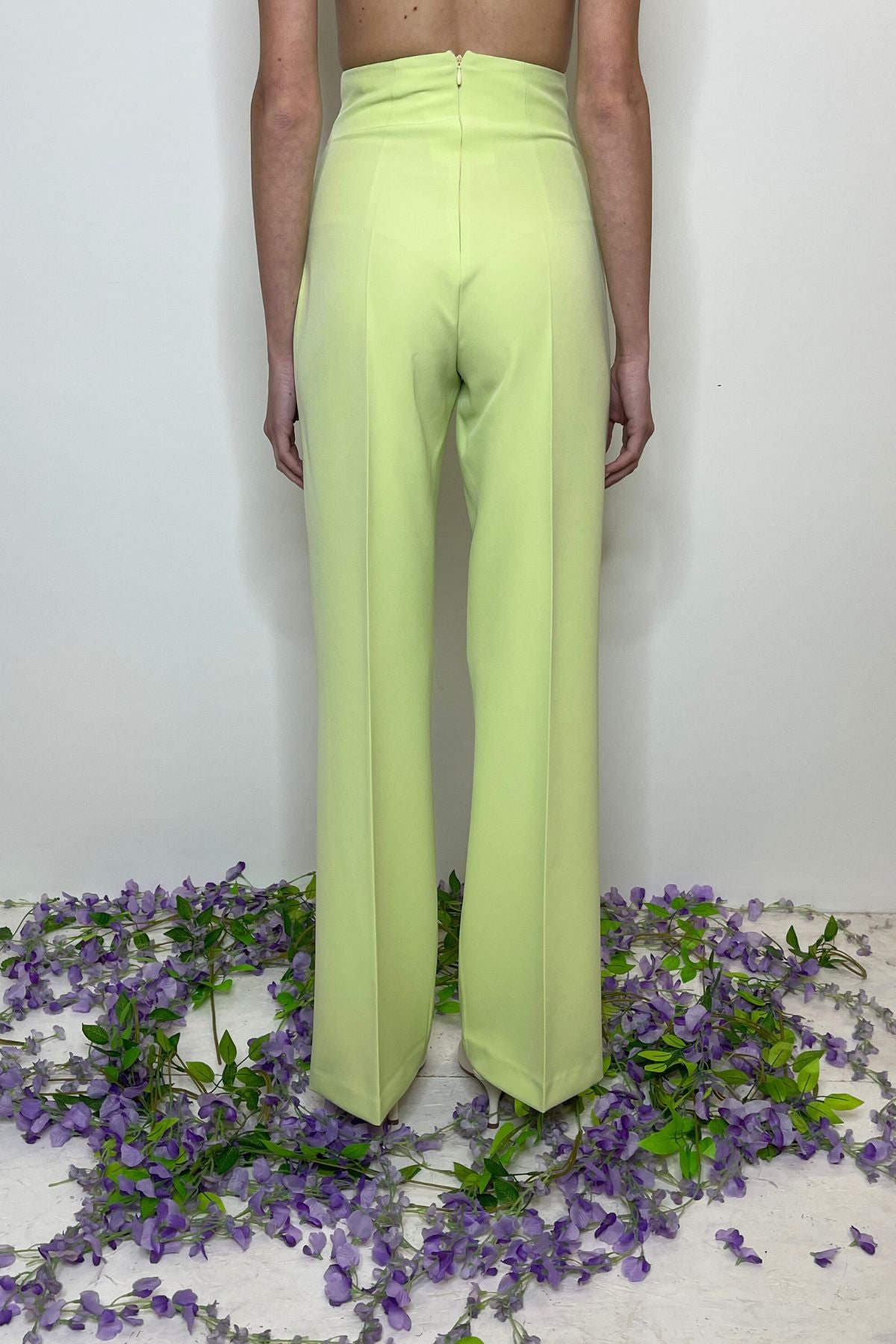 Pantalone palazzo vita alta colore light green - Silence Limited