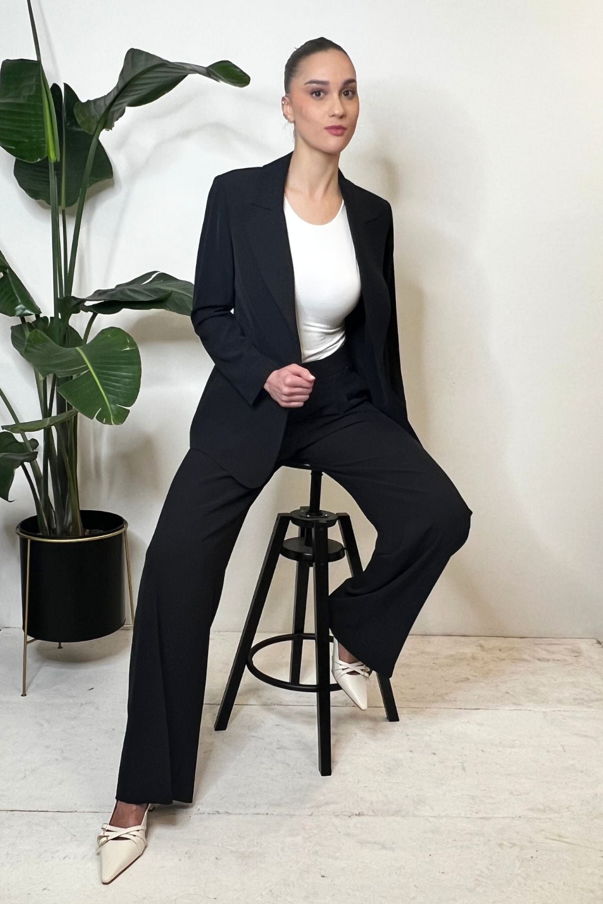 Pantalone palazzo pinces nero - Souvenir