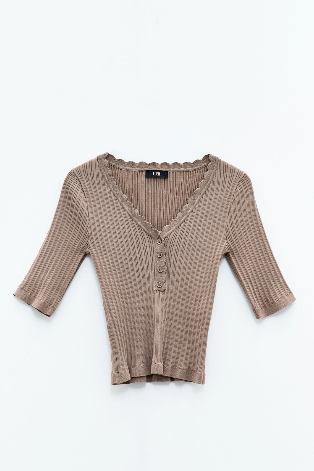 Top in maglia scollo a V marrone- Eleh