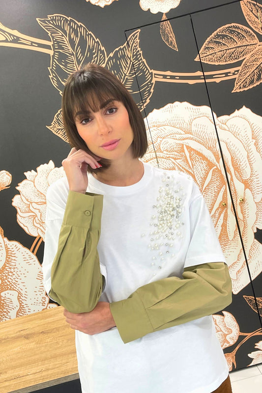 T-shirt con doppia manica e ricamo - Souvenir Clubbing