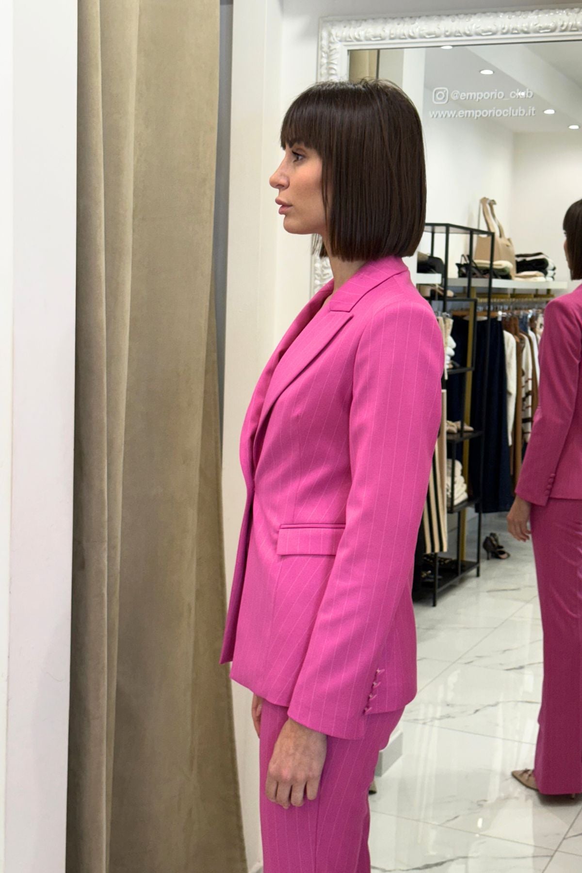 Giacca monopetto gessata rosa - Silence Limited