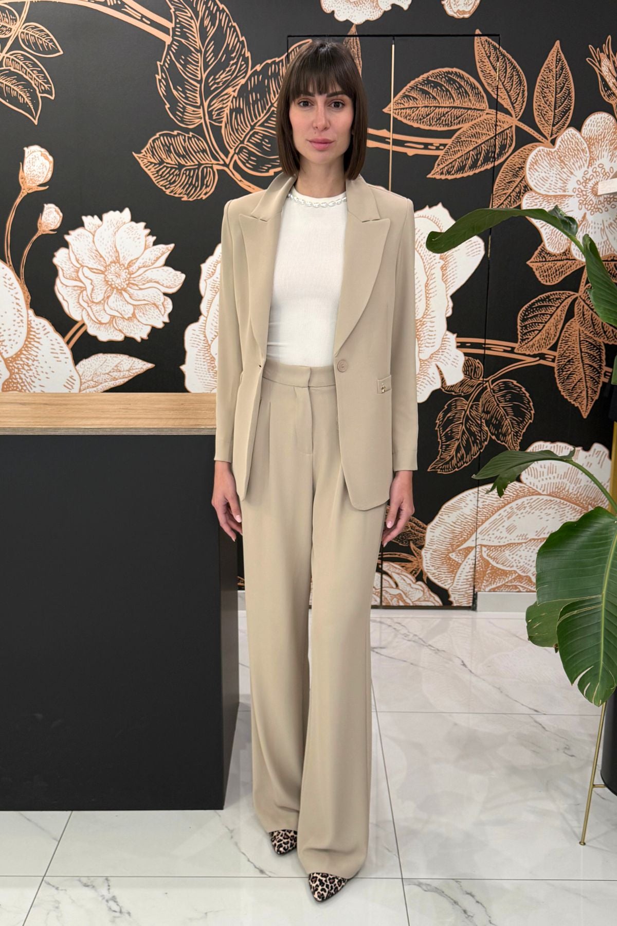 Pantalone palazzo pinces argilla - Souvenir Clubbing