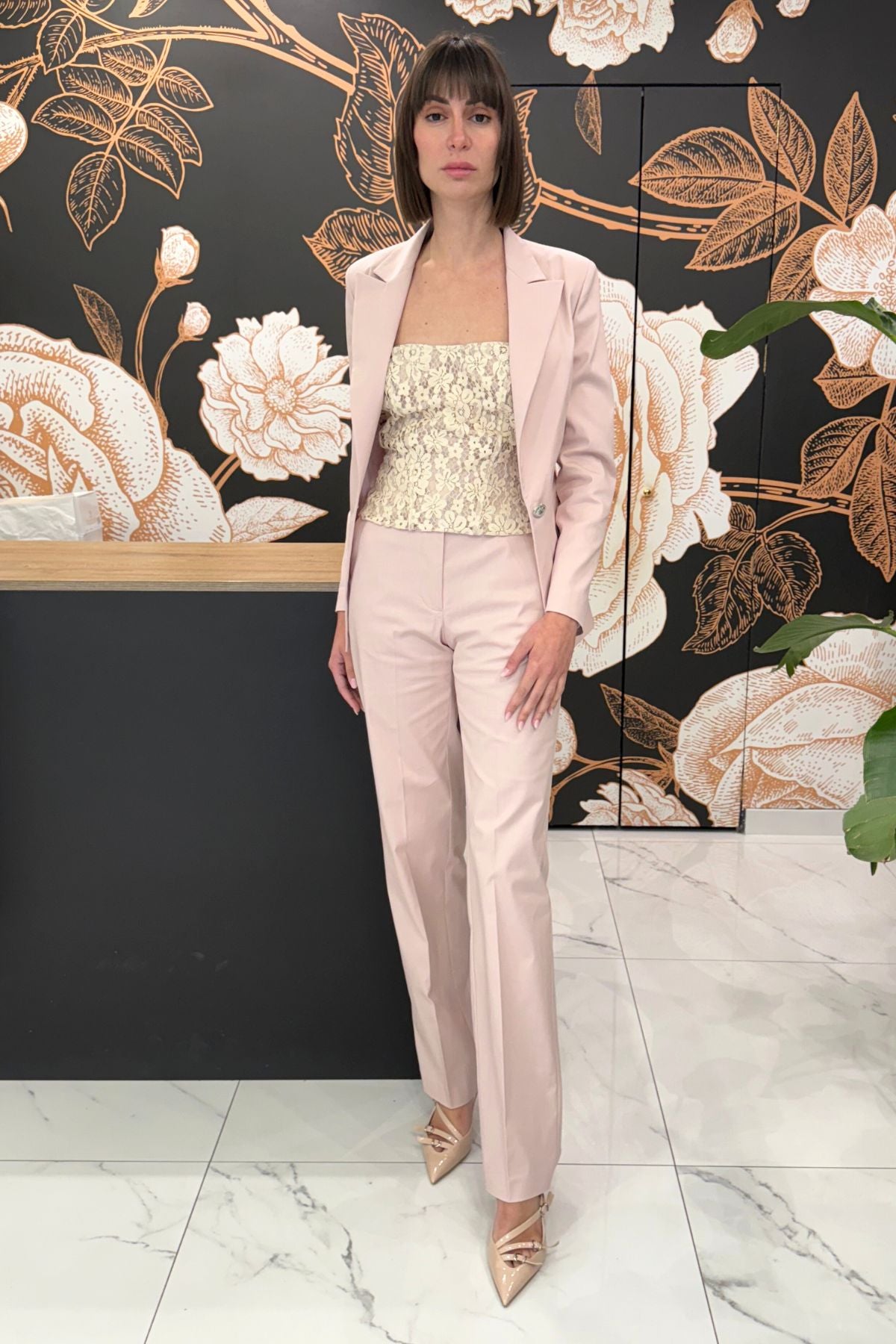 Blazer monopetto sfiancato n cotone elasticizzato rosa _ Silence Limited