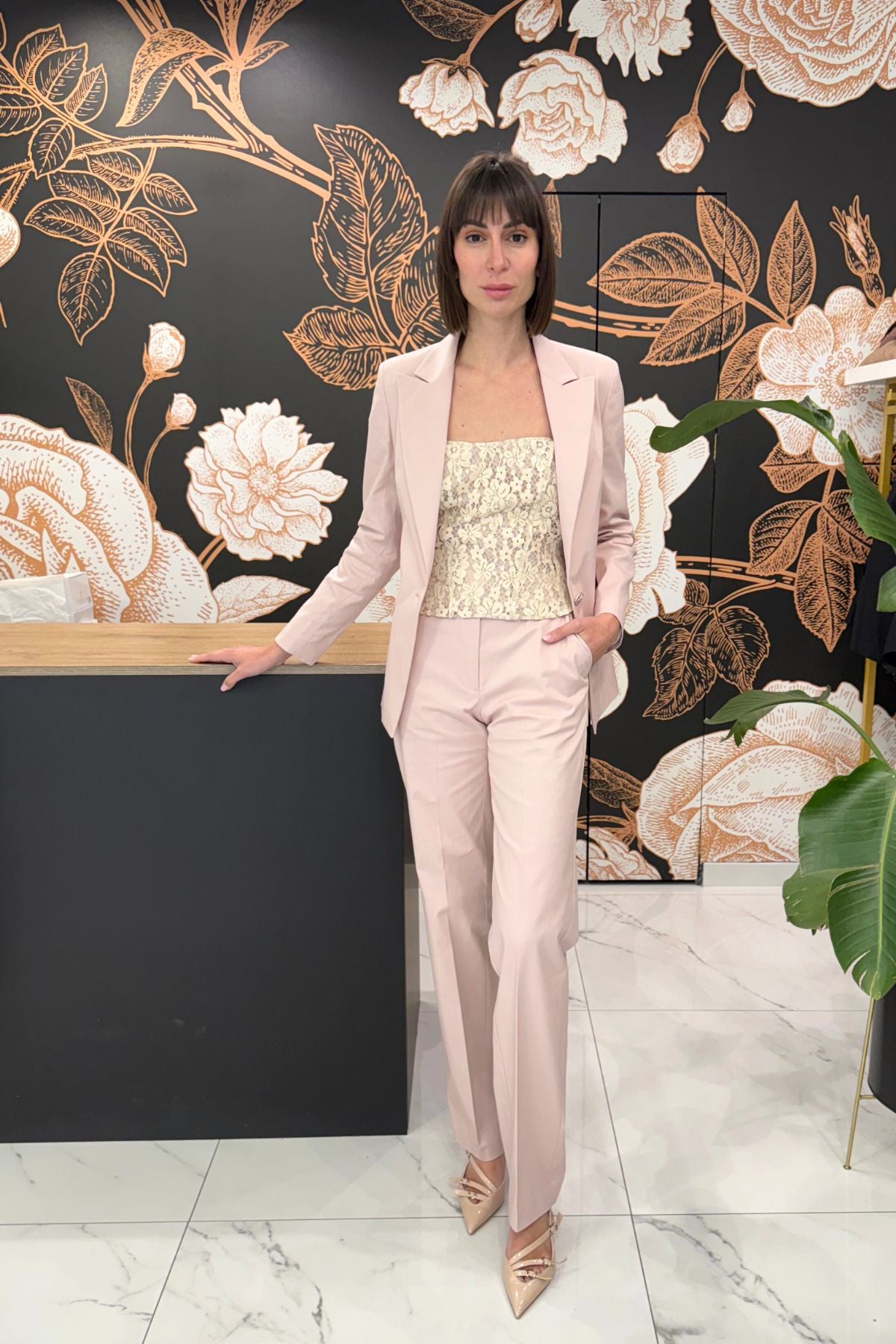 Blazer monopetto sfiancato n cotone elasticizzato rosa _ Silence Limited