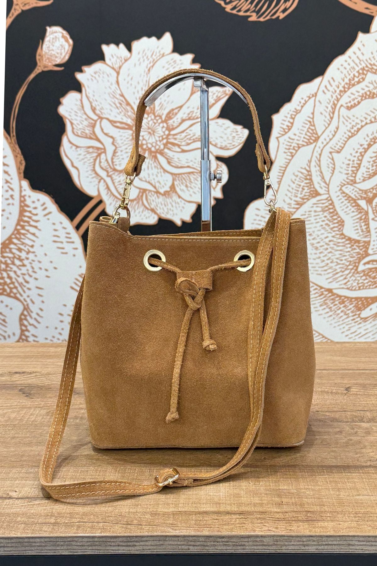 Secchiello suede cuoio chiaro - Emporio Club