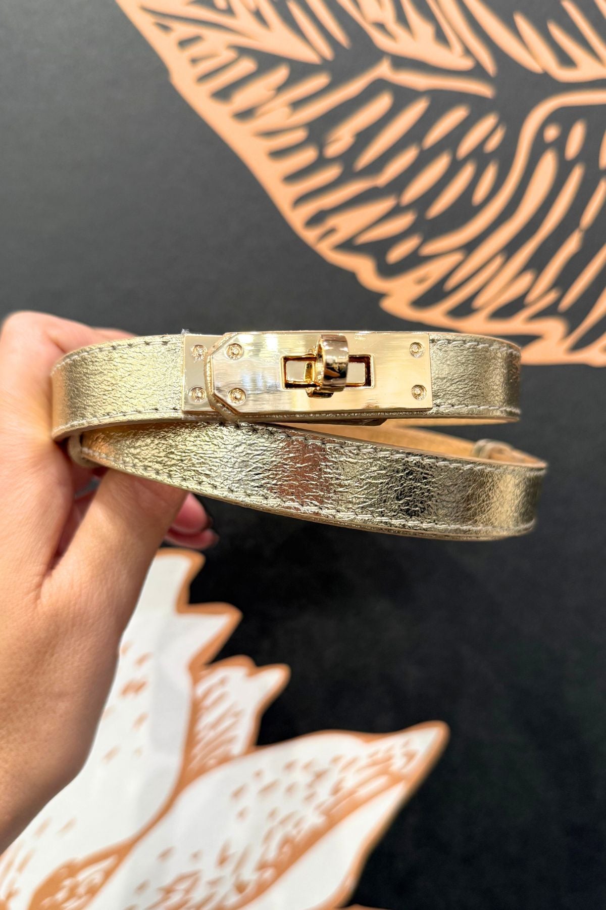 Cintura in pelle modello 'Hermes' vari colori chiusura oro - Emporio Club