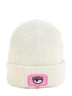 Cappello a coste con applicazione Eyelike Winter White