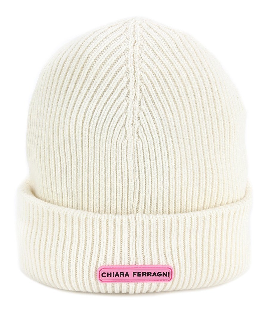 Cappello a coste con applicazione Eyelike Winter White