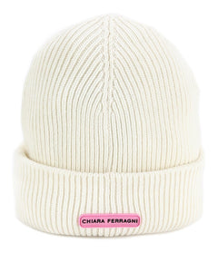 Cappello a coste con applicazione Eyelike Winter White