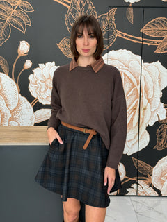 Maglia girocollo dalla linea boxy marrone - HAVEONE