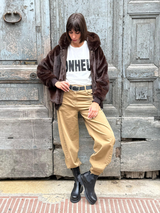 Bomber ecopelliccia con cappuccio - Souvenir Clubbing