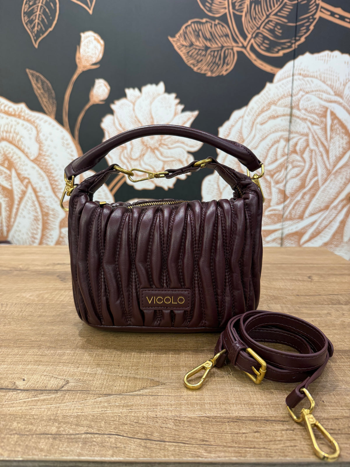 Borsa Hook Ecopelle Trapuntata Puffy melanzana - Vicolo