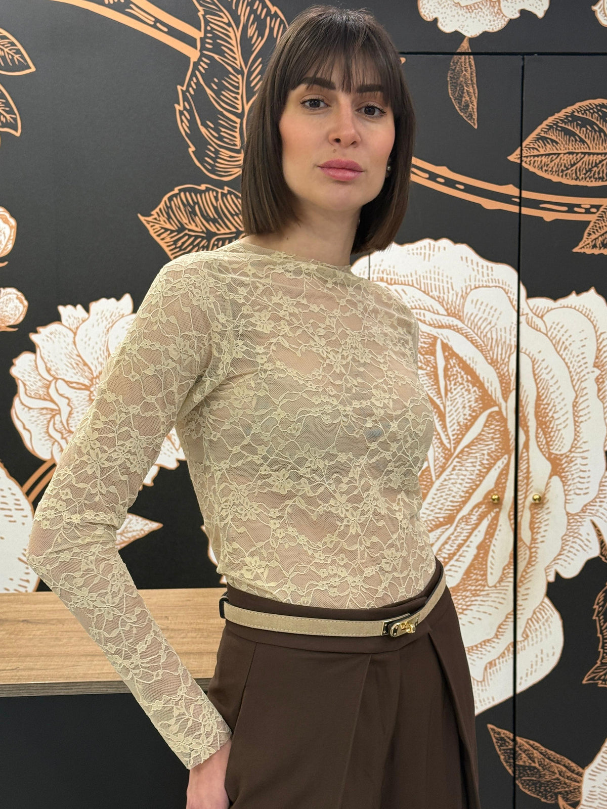 Maglia in pizzo beige chiaro - HAVEONE