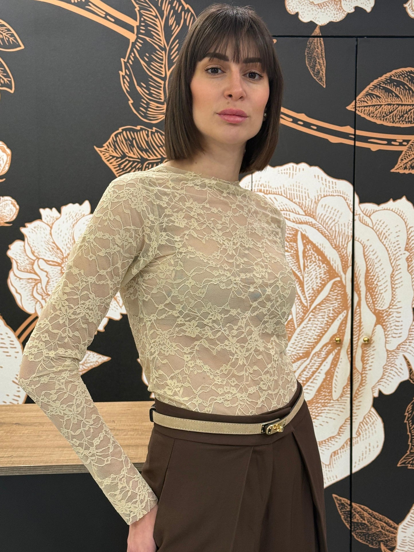 Maglia in pizzo beige chiaro - HAVEONE