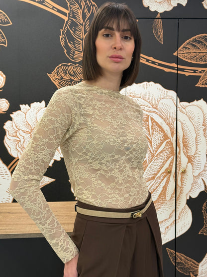 Maglia in pizzo beige chiaro - HAVEONE