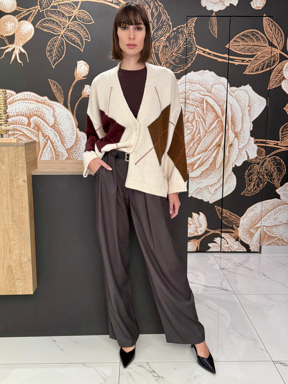 Pantalone pinces cintura  grigio - Vicolo
