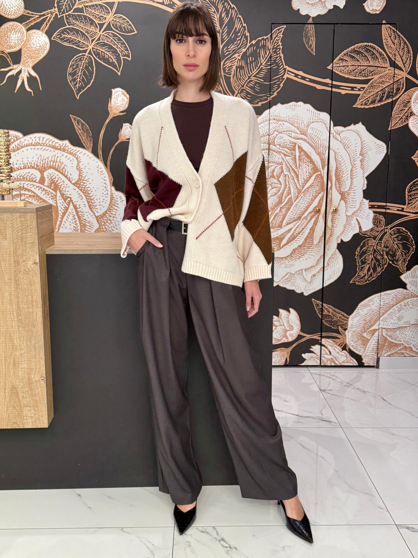 Pantalone pinces cintura  grigio - Vicolo