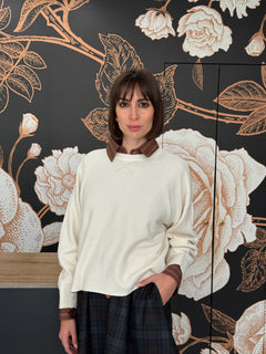 Maglia girocollo dalla linea boxy panna - HAVEONE