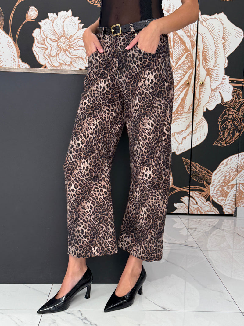 Pantaloni Barrel Fit Stretch con Stampa Maculata - Philia Loft
