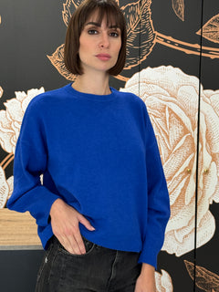 Maglia girocollo dalla linea boxy azzurra- HAVEONE