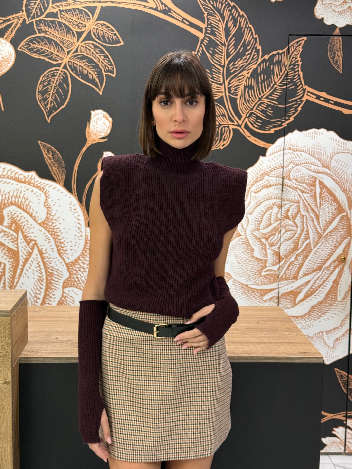 Gilet bordeaux con manicotti - Kontatto t