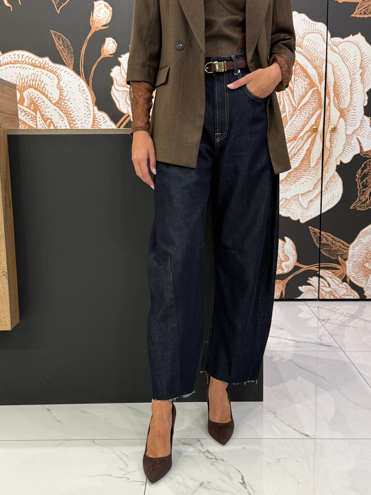 Jeans Balloon Barbara lavaggio scuro - HAVEONE