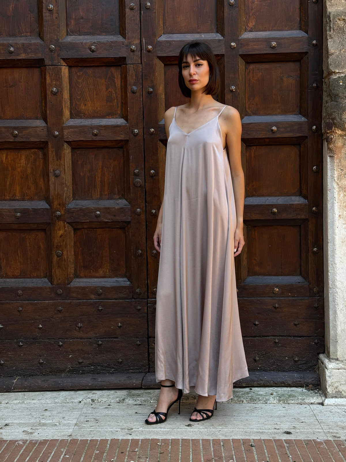 Abito satin con scollo a V Glacé - Vicolo