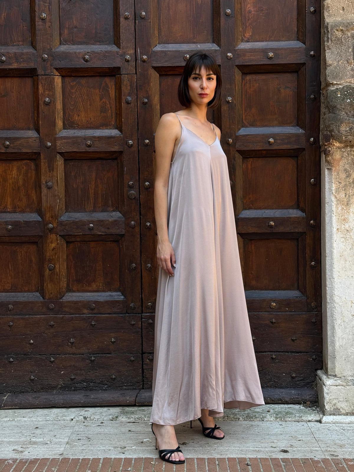 Abito satin con scollo a V Glacé - Vicolo