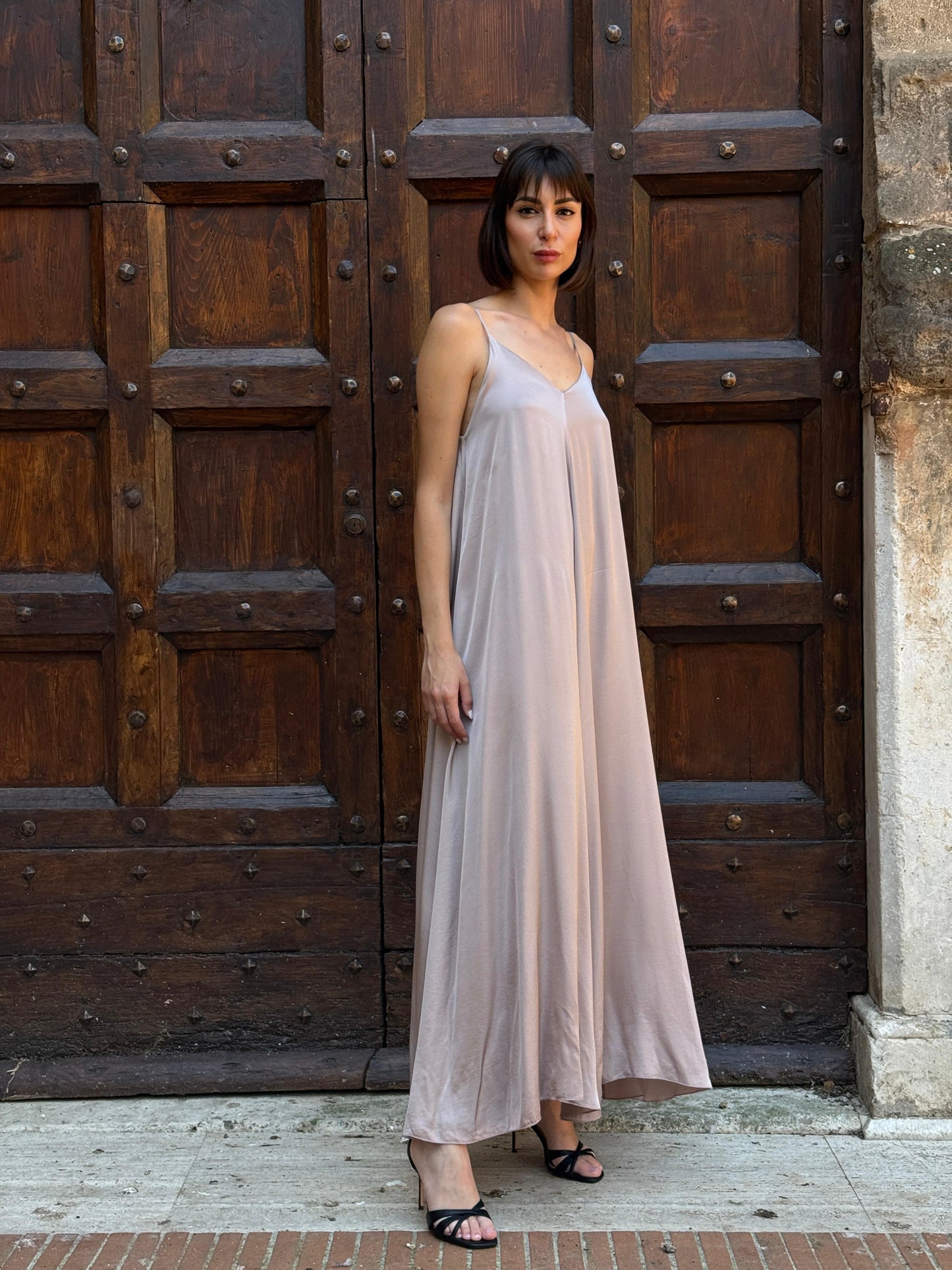 Abito satin con scollo a V Glacé - Vicolo