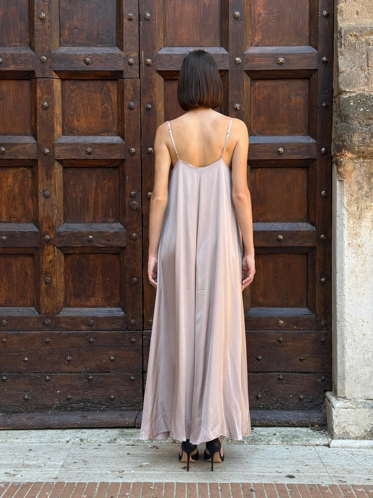 Abito satin con scollo a V Glacé - Vicolo