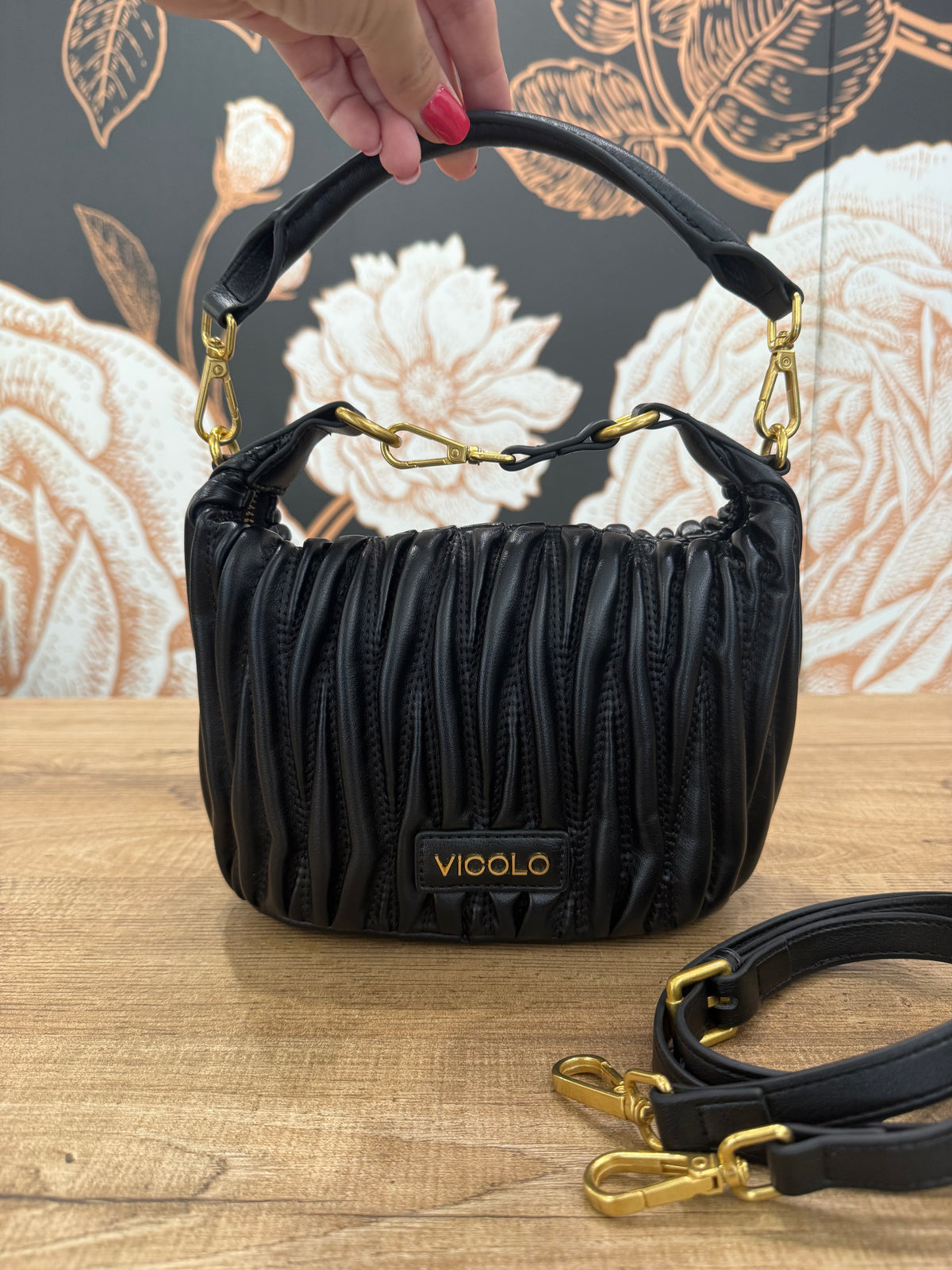Borsa Hook Ecopelle Trapuntata Puffy Nero - Vicolo