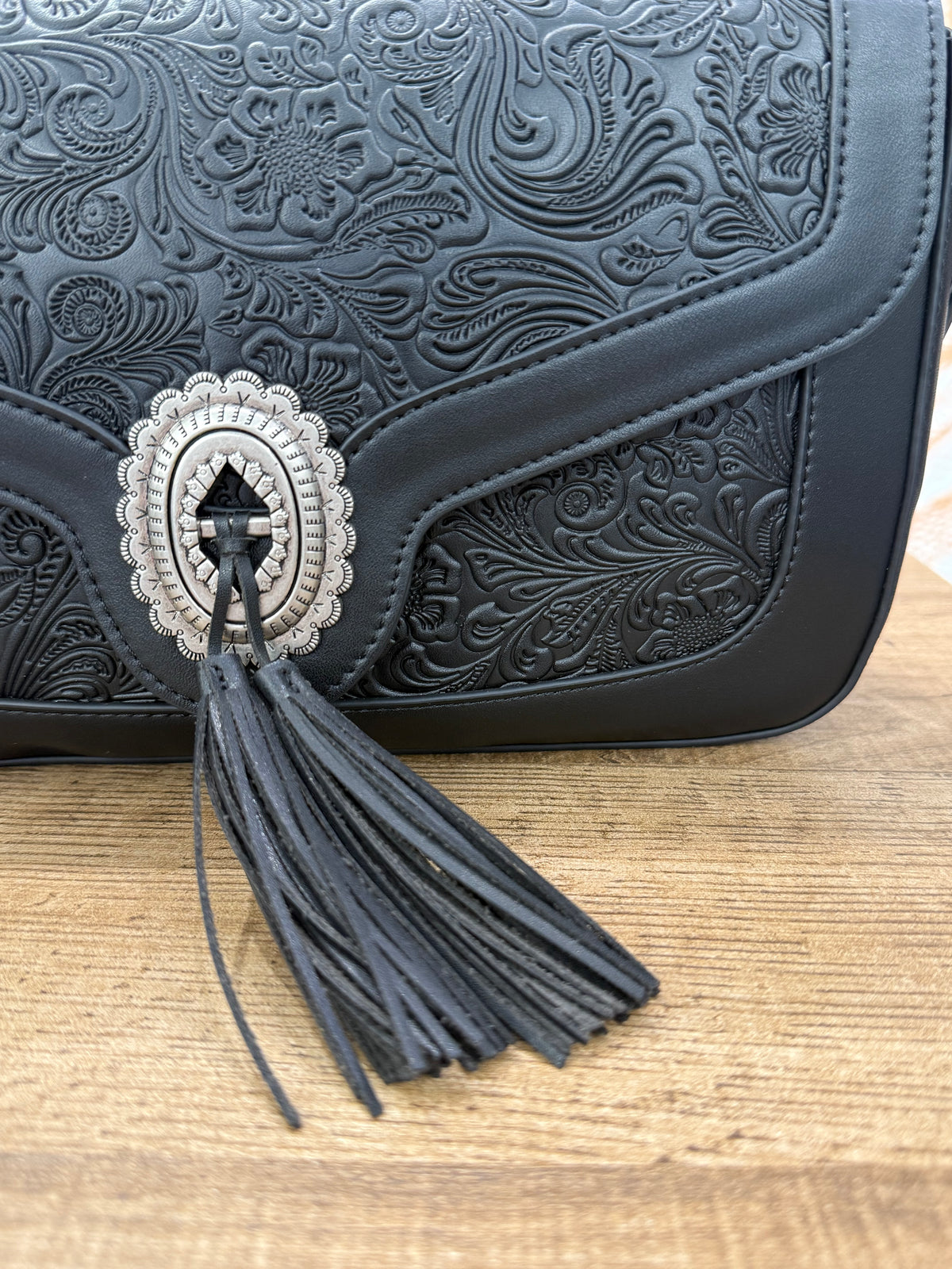Borsa nomad impressa Country nero - Vicolo