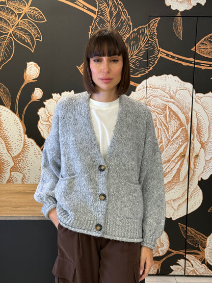Cardigan tre bottoni grigio -  HaveOne