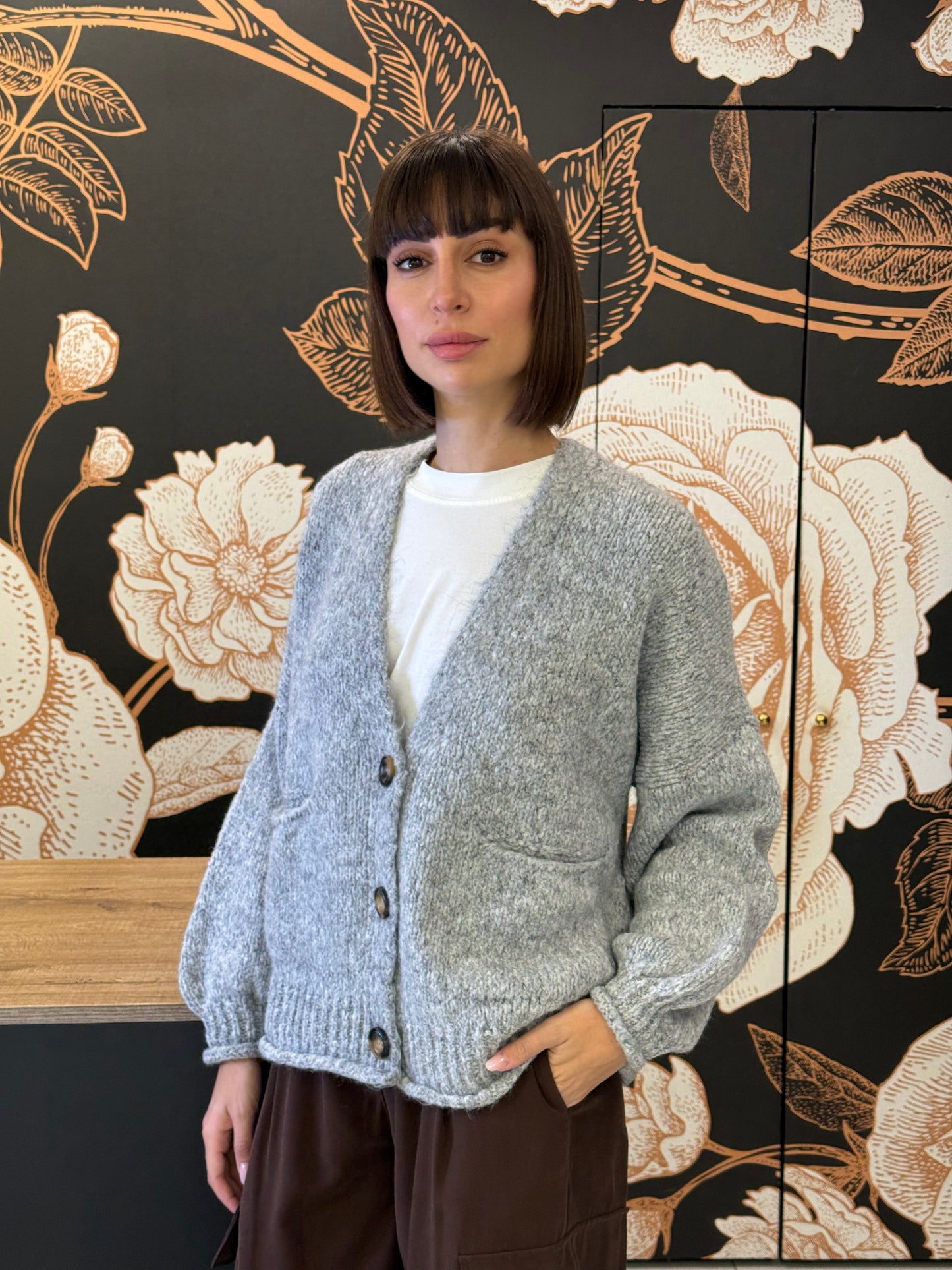 Cardigan tre bottoni grigio -  HaveOne