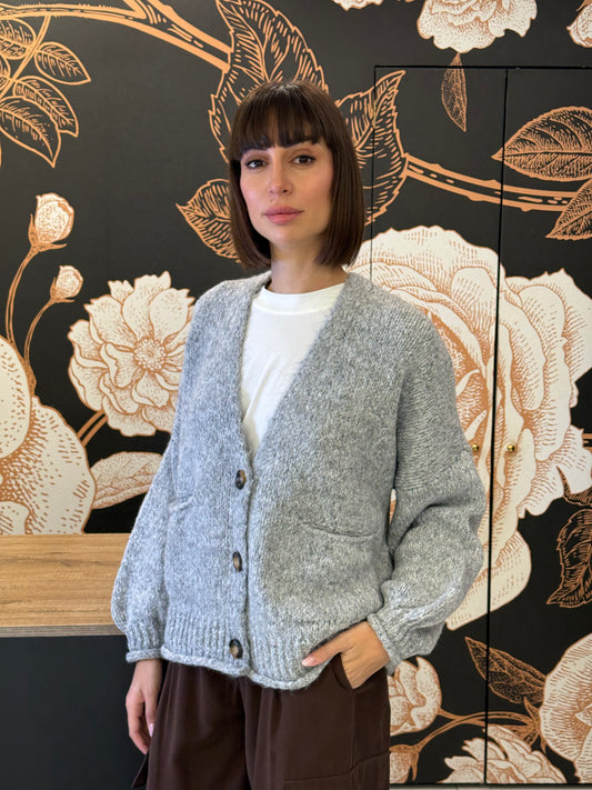 Cardigan tre bottoni grigio -  HaveOne