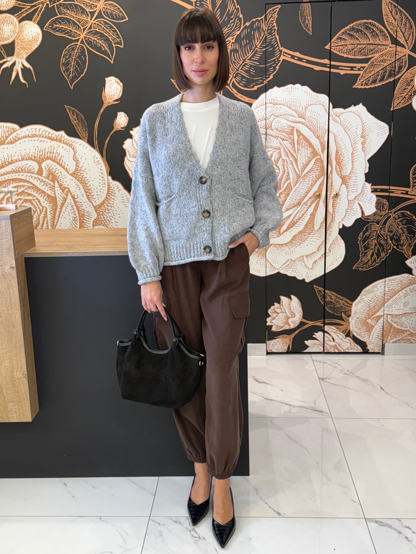 Cardigan tre bottoni grigio -  HaveOne