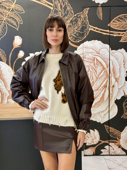 Bomber ecopelle brown - Silence Limited