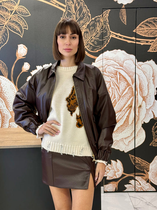 Bomber ecopelle brown - Silence Limited