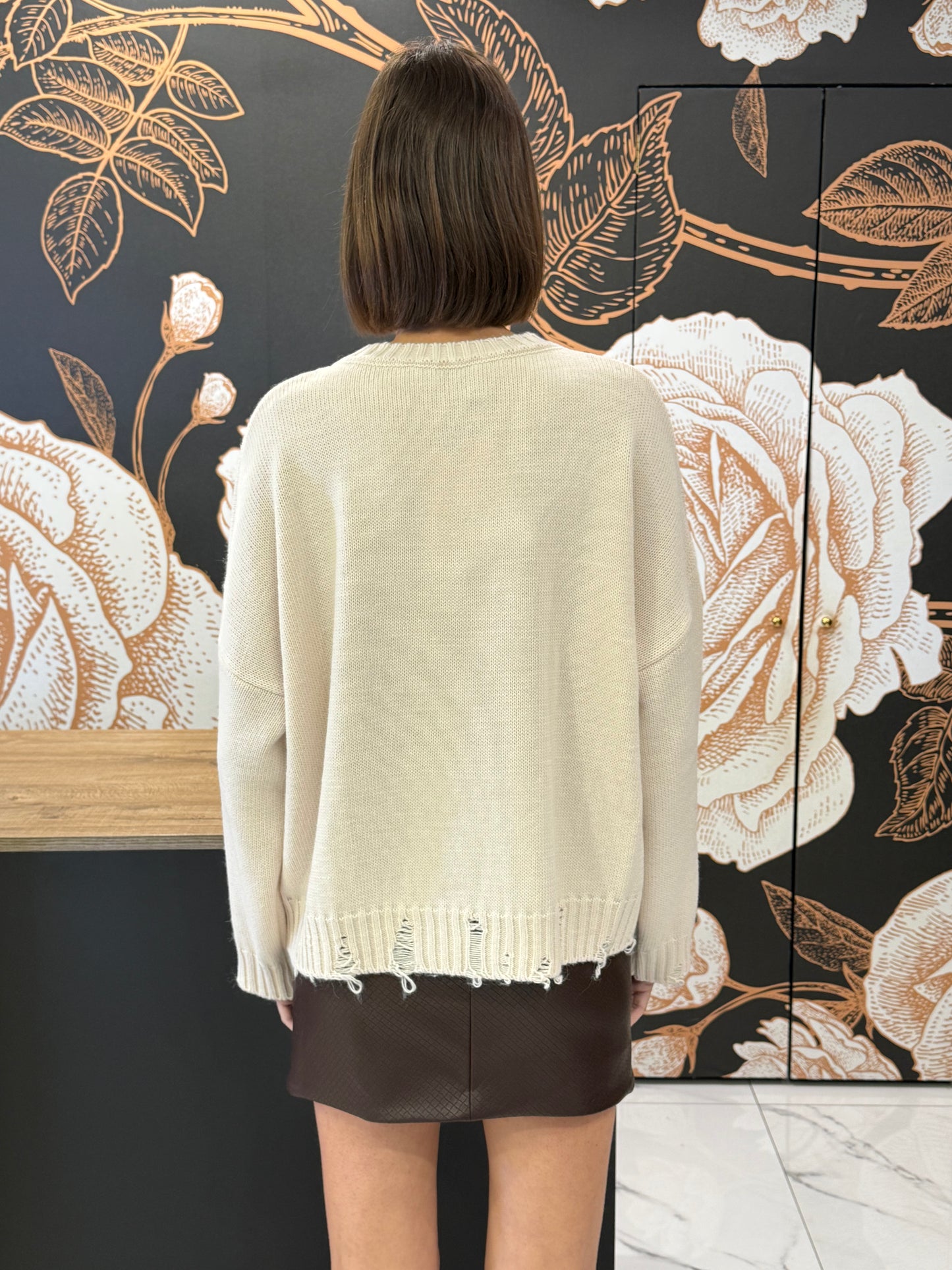 Maglia girocollo Tigre panna - HaveOne