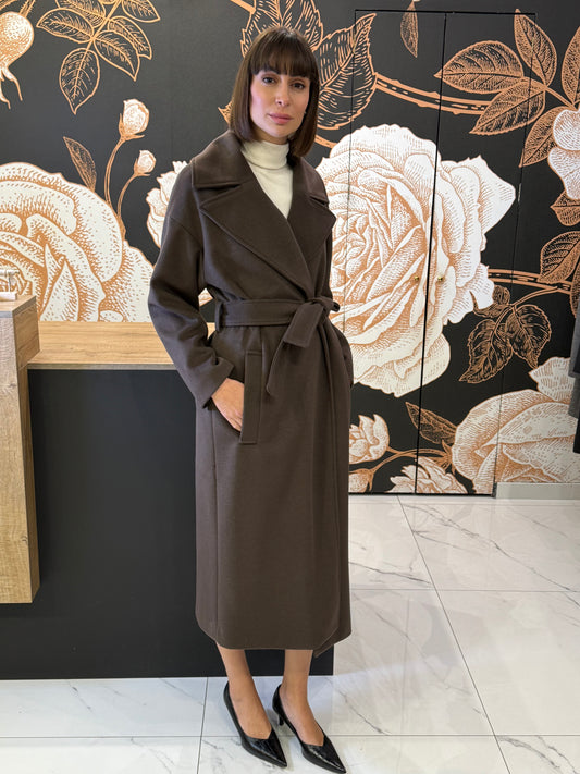 Cappotto vestaglia con cintura abbinata color fondente - Souvenir Clubbing