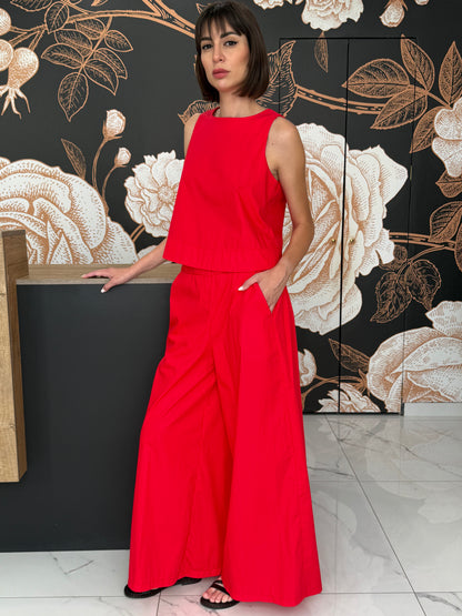Set coordinato Top e Pantalone rosso - Philia Loft