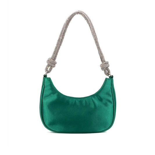 Borsa Naid verde con manico di strass