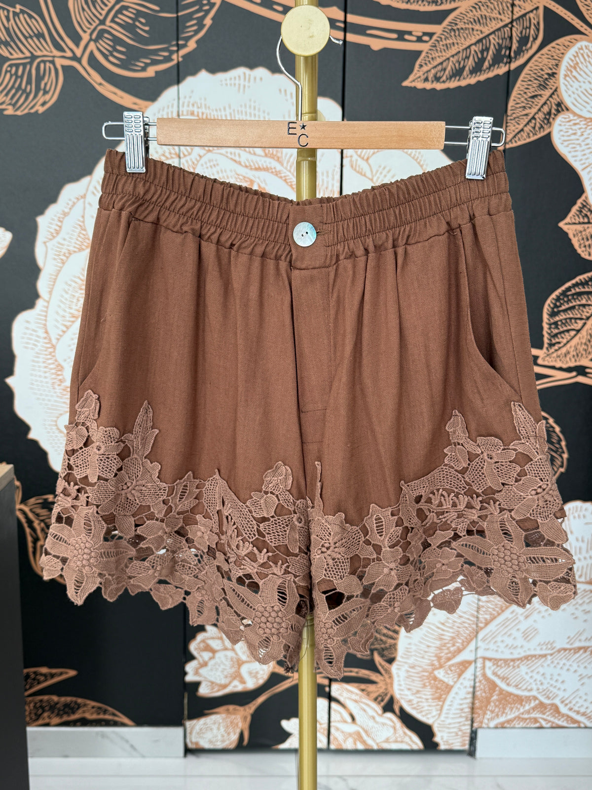 Shorts in misto lino con ricamo - Lumina