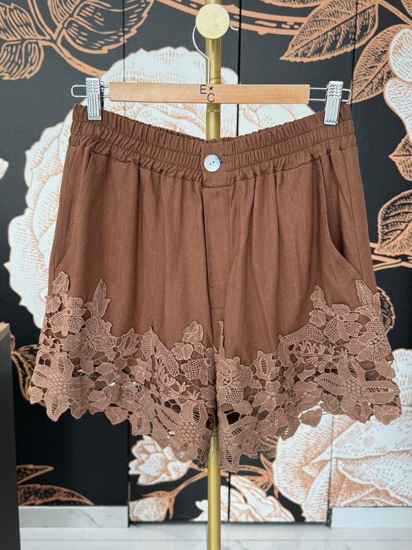 Shorts in misto lino con ricamo - Lumina